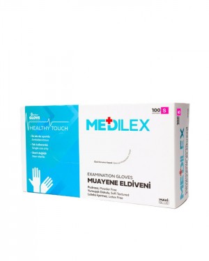 Medilex Healthy Touch Pudrasız Mavi Muayene Eldiveni - S Medilex Healthy Touch Pudrasız Mavi Muayene Eldiveni - S